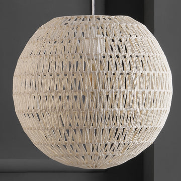 Luna 15.75" Bohemian Modern Woven Rattan/Iron LED Pendant - JONATHAN Y